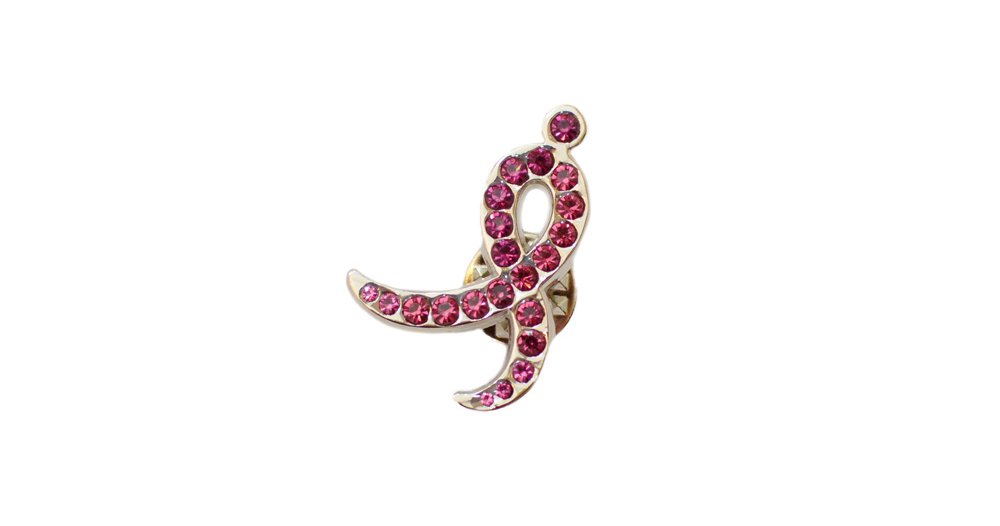 Spilla A Forma Di Nastro Per La Consapevolezza Del Cancro Ai Polmoni Bianchi Finitura In Smalto Con Accenti Placcati In Argento Gioiello Premuroso Per Donne